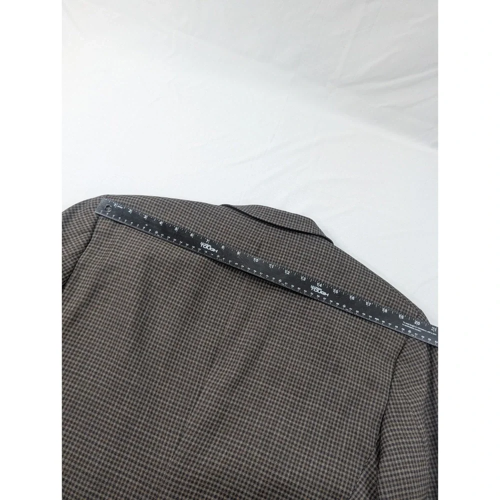 Jos. A Bank Blazer Sport Jacket 100% Wool Gray Gingham Plaid 42S 44